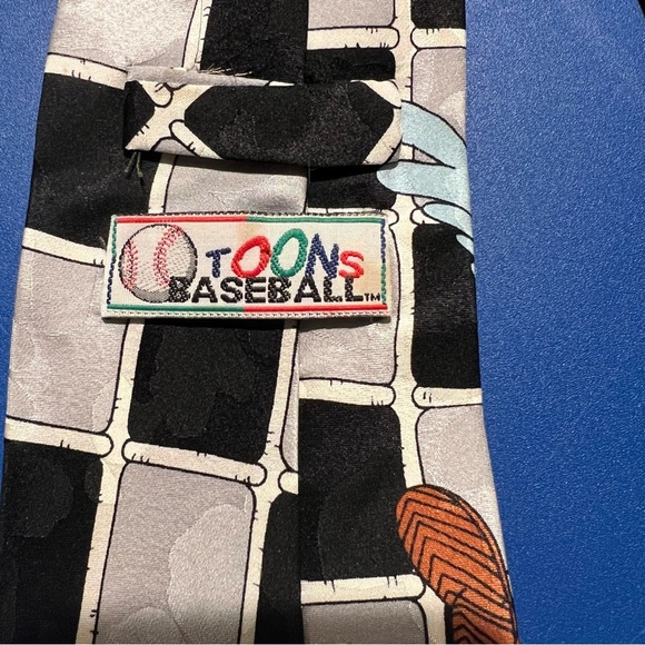 Vintage 1993 Toons Baseball MLB Sox Silk Tie - Picture 3 of 7